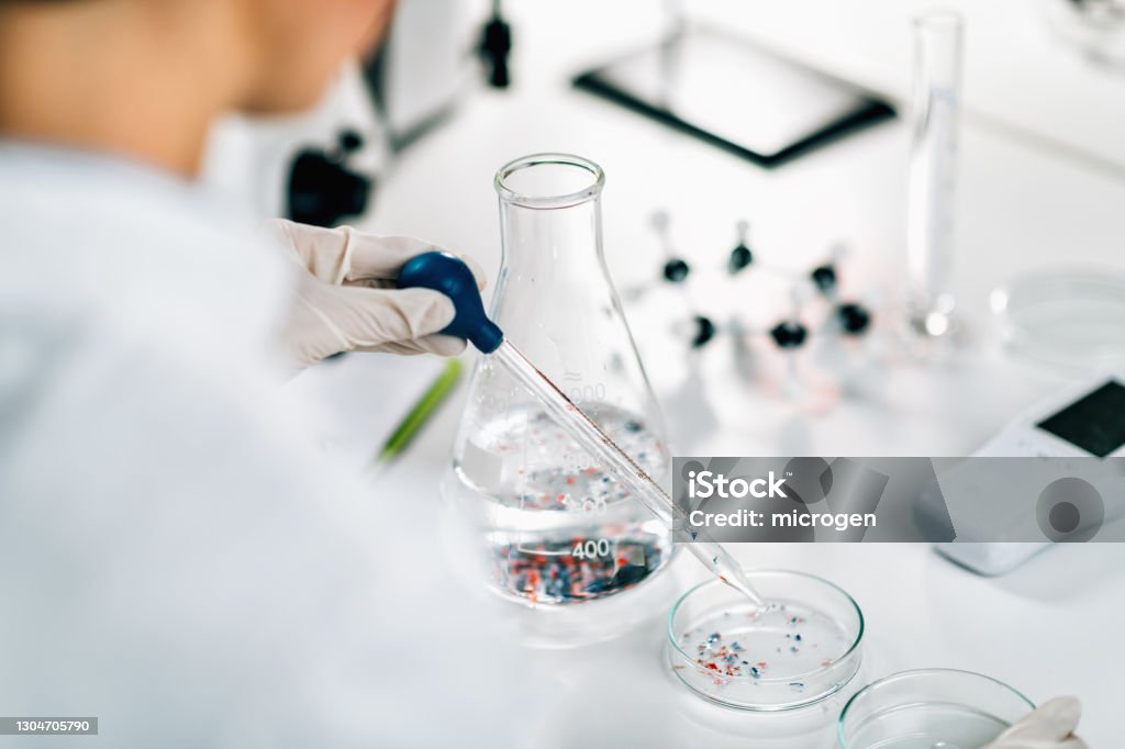 Microplastic Water Pollution Microplastic Pollution, Water Quality Laboratory Microplastic Stock Photo
