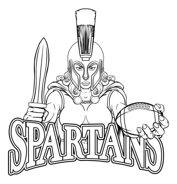 Vector illustration of Spartan Trojan Gladiator Football Warrior Woman
