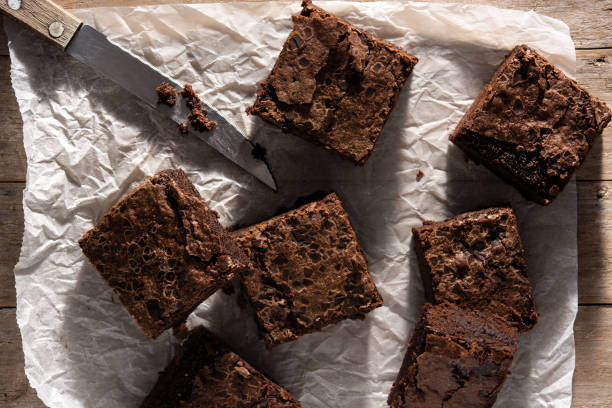 istock Homemade pieces of brownies 1304707575