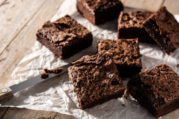 istock Homemade pieces of brownies 1304708091