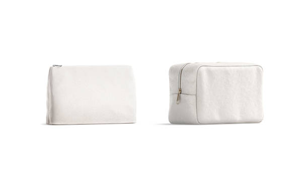 istock Blank canvas pouch and cosmetic bag mockup, half-turned view 1304708663
