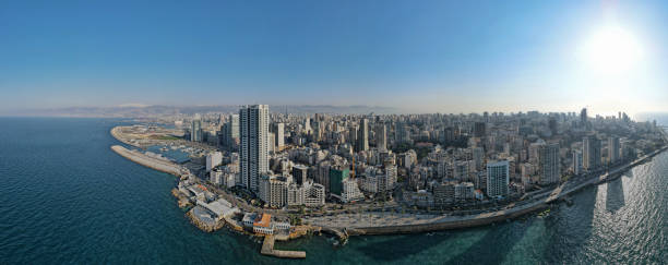 An aerial view of the city of Beirut Lebanon A panoramic Aerial view of the city of Beirut Lebanon lebanon beirut stock pictures, royalty-free photos & images