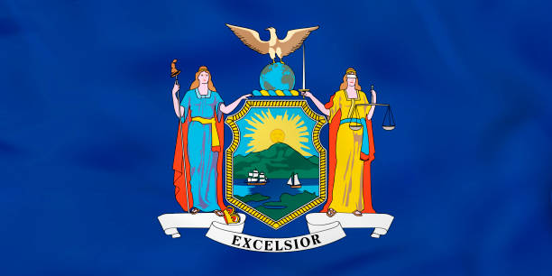 istock New York waving flag. New York state flag background texture. 1304711049