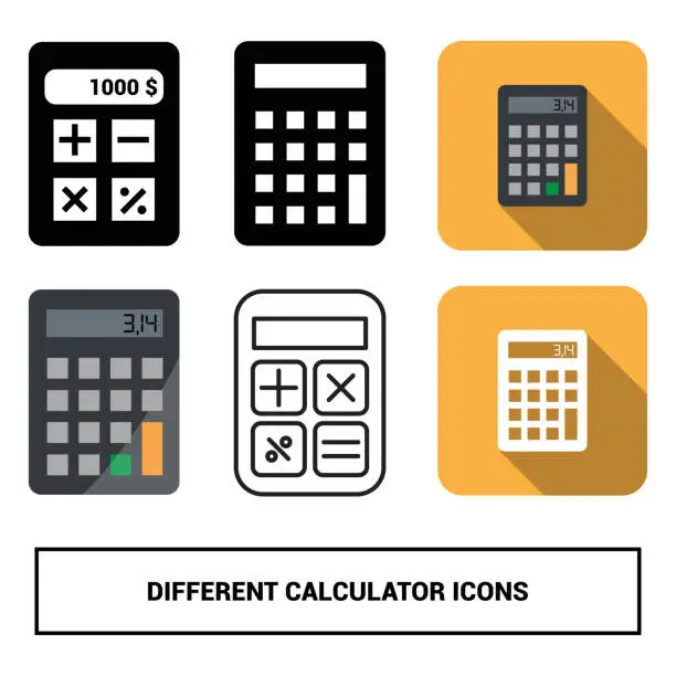 Vector illustration of Different icons of a calculator Image for different background uses.