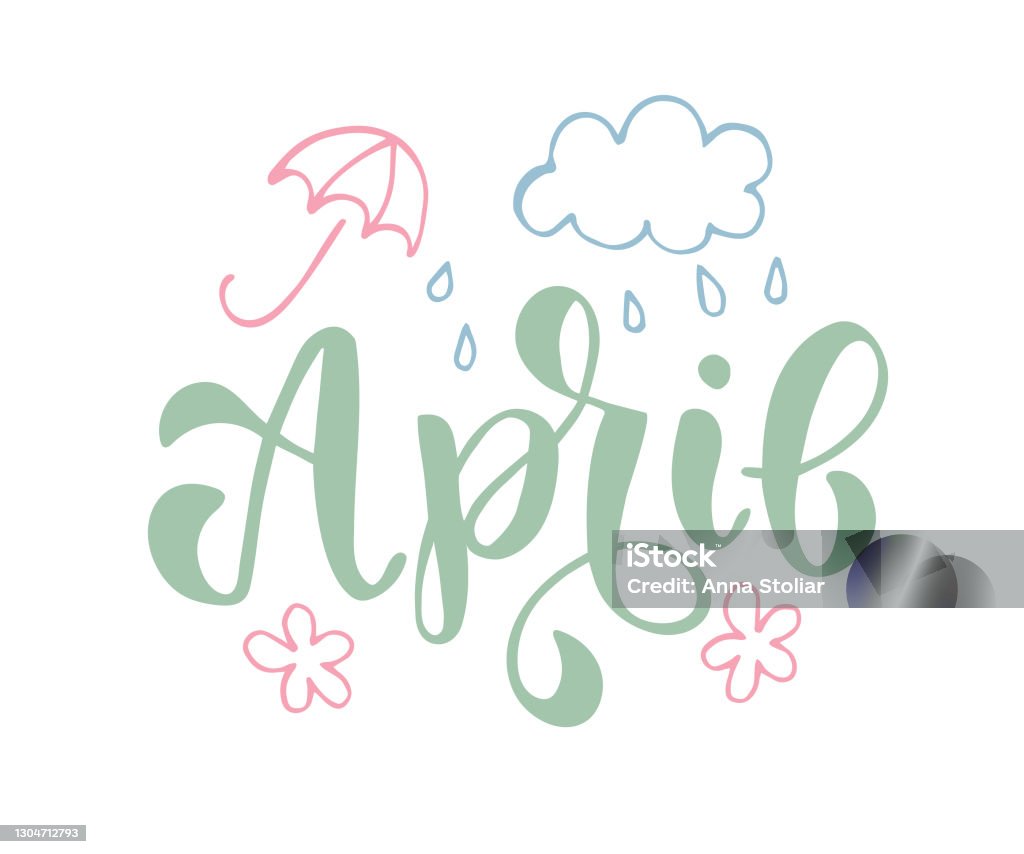 April Text Style April Text Stock Illustration - Download Image Now - April, Calendar ...