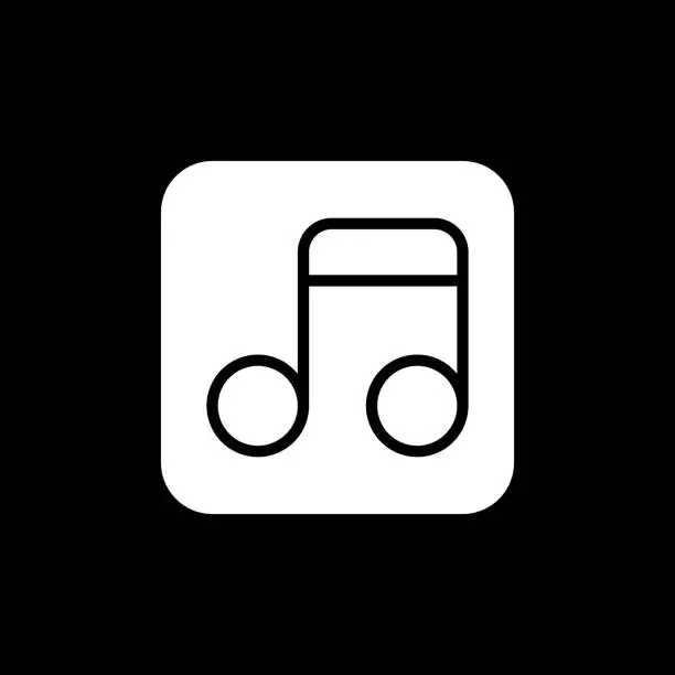 Vector illustration of Music app dark mode glyph icon