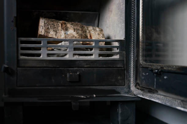 istock Open door on a wood burner 1304717365