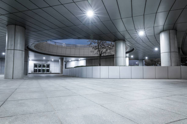 istock A spacious platform on the facade of the public space building, 3d rendering 1304719678