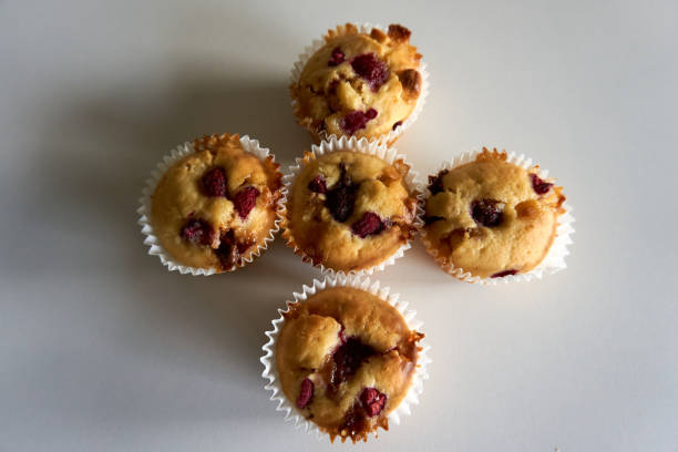 istock close up of muffins with chocolate and raspberries 1304721132