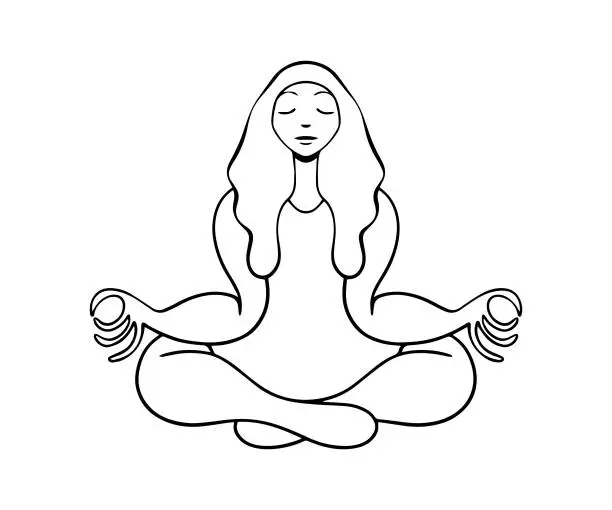 Vector illustration of Young adult woman doing yoga