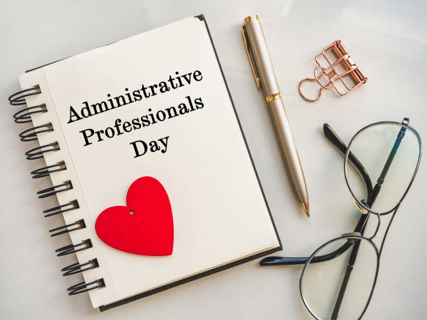 istock Admin Day Greeting Card. Close-up, view from above 1304722035