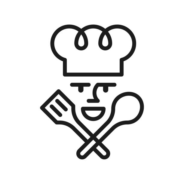 Chef line icon Line vector icon. Vector EPS 10, HD JPEG 4000 x 4000 px chefs hat stock illustrations