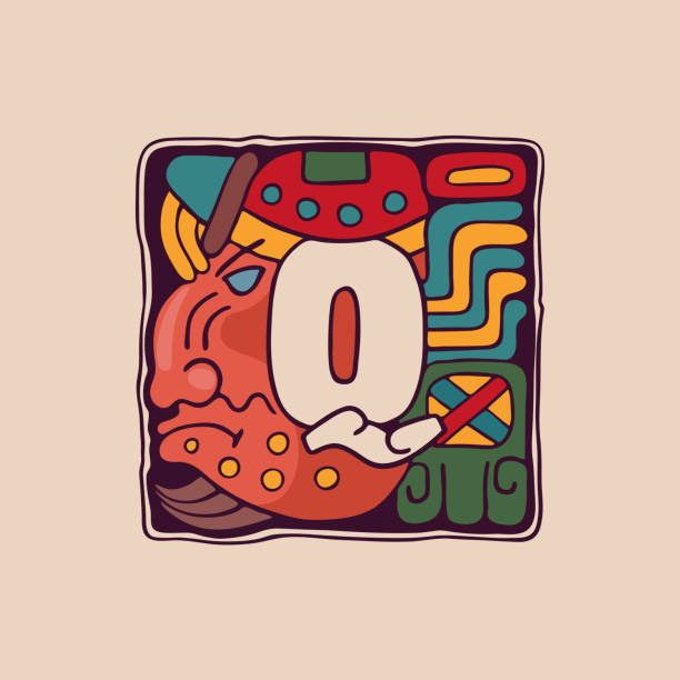 ilustraciones, imágenes clip art, dibujos animados e iconos de stock de logotipo de letra q en estilo azteca, maya o incas. - guerrero azteca