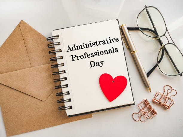 Admin Day Greeting Card. Close-up, view from above