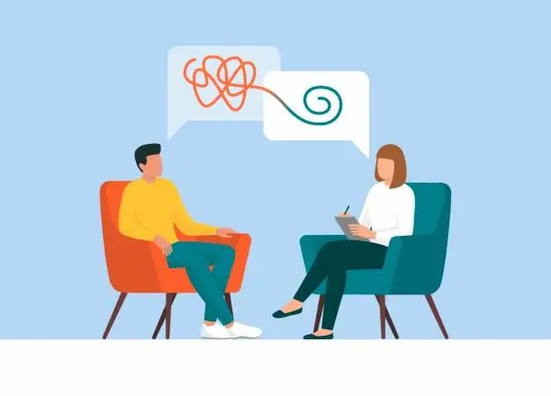 Vector illustration of Psychotherapy, counseling and mental health