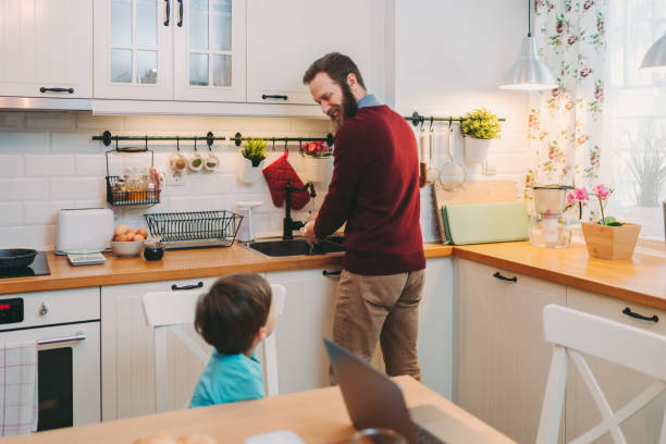 istock Single father taking care of kid 1304727678