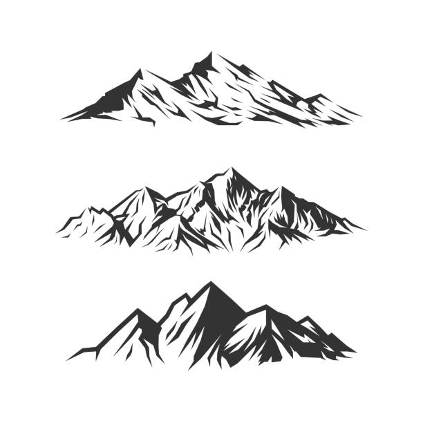 산의 벡터 일러스트레이션. - mountain mountain range rocky mountains silhouette stock illustrations