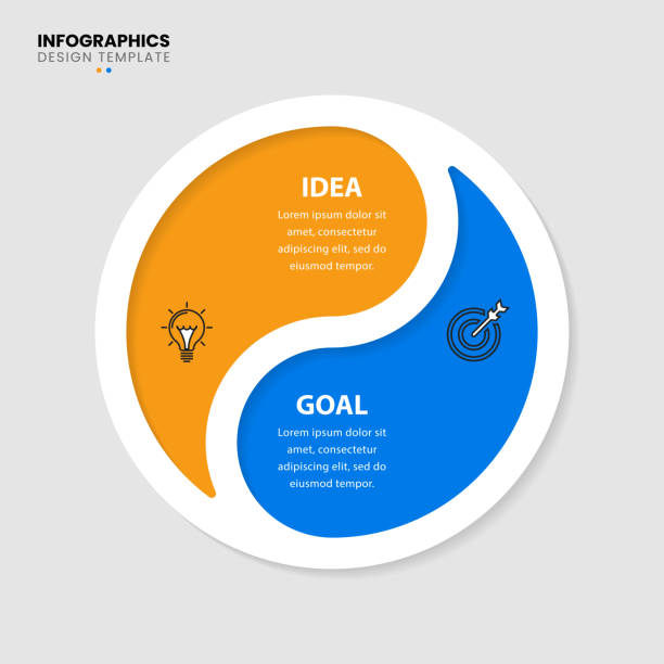 인포그래픽 디자인 템플릿입니다. 2단계의 창의적인 컨셉 - yin yang symbol 이미지 stock illustrations