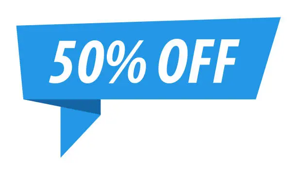 Vector illustration of 50% OFF Discount - Banner, Speech Bubble, Label, Ribbon Template. Vector Stock Illustration