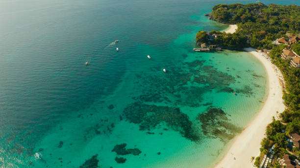 Boracay island with white sandy beach, Philippines stock photo