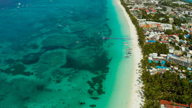 istock Boracay island with white sandy beach, Philippines 1304733565