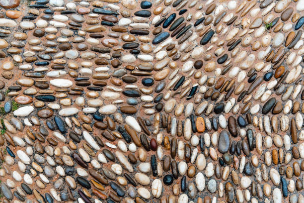 istock Paving stone texture. Stone surface made of small round stones. 1304734521
