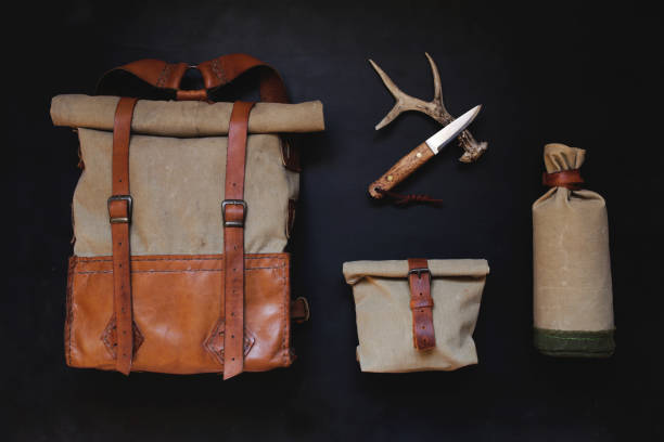 istock handmade canvas bag and survival equipment 1304738620