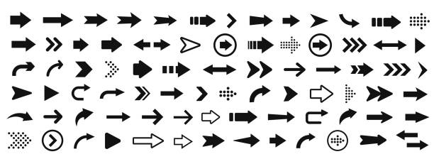 Arrow icon. Mega set of vector arrows Arrow icon. Mega set of vector arrows narrow stock illustrations