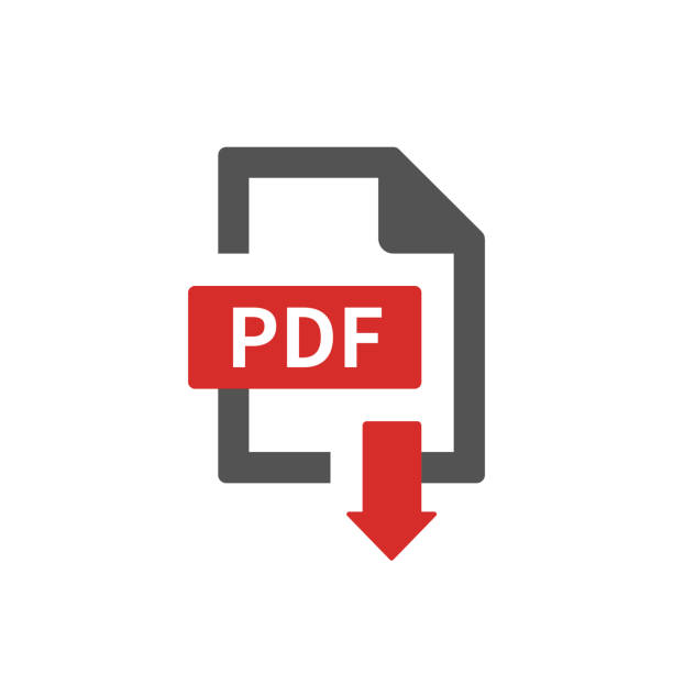 Pdf file download with arrow vector icon Save or load pdf format symbol adobe stock illustrations