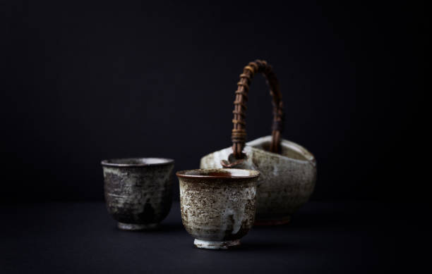 istock Traditional, handcrafted ceramic on dark background. Soft focus. Close up. Copy space. 1304754406