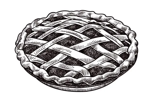 Vector illustration of Vector drawing of a pie