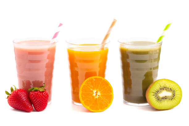 istock Three Varieties of Healthy Smoothies Isolated on a White Background 1304754645
