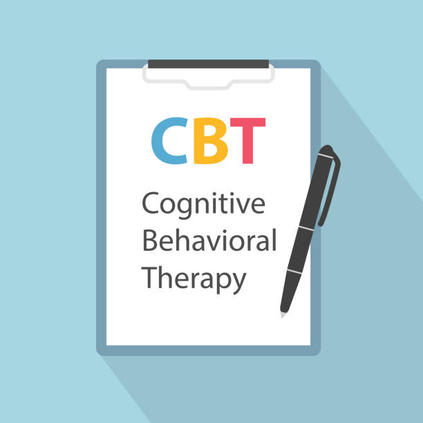ilustrações, clipart, desenhos animados e ícones de terapia cognitiva comportamental de tcc escrita em prancheta - behavioral problems