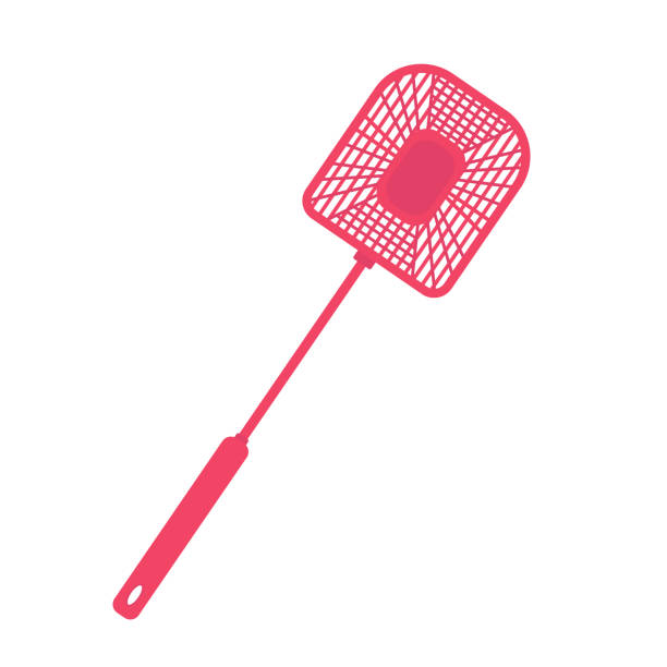istock fly swatter isolated image on white background. Item for the destruction of insects at home. Vector illusion. 1304757080