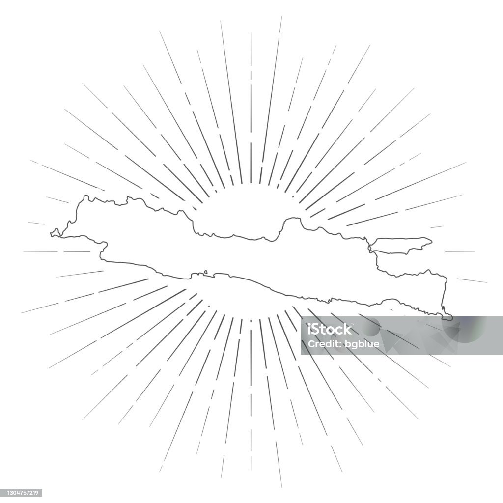 Java Map Line Art Java Map With Sunbeams On White Background Stock Illustration ...