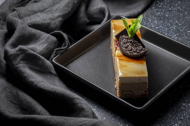 istock Traditional French luxurious cakes with mint leaves 1304760656