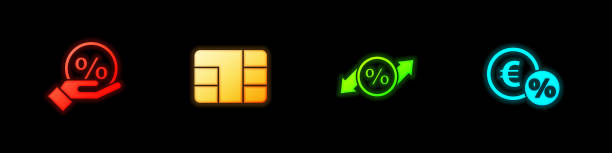 istock Set Discount percent tag, Credit card with chip, and Money coin icon. Vector 1304763069