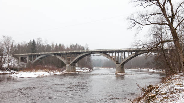 istock Gauja River and Road Bridge 1304767230