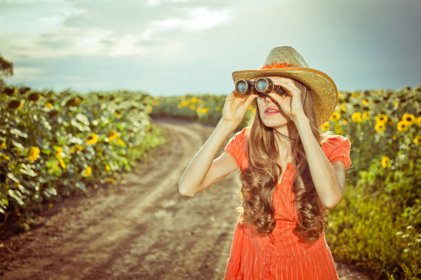 istock Beautiful traveler with suitcase 1304767489