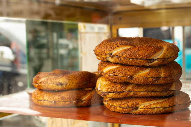 Sale of Simit bagels in Istanbul, Turkey