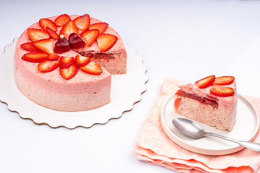 Delicios strawberry  dessert, handmade cake,  congratulations celebration, Holidays,  mascarpone cake, cheesecake