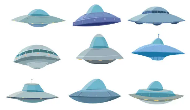 Vector illustration of Set of UFO ships
