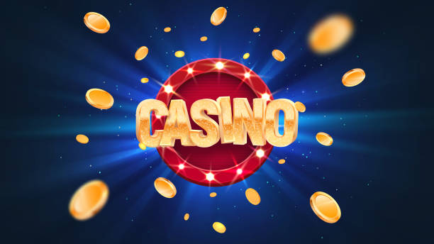 glücksspiel casino online-freizeitspiele vektor-illustration. gewinnen sie im glücksspiel. münzen explodieren auf blauem burst-hintergrund - playing chance gambling house stock-grafiken, -clipart, -cartoons und -symbole