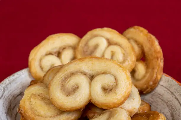 close of Palmiers cookies - sweet puff pastry