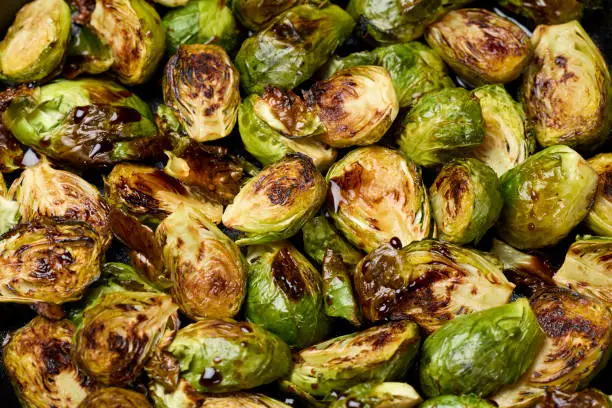 Photo of Roasted Brussel sprouts in cast iron pan