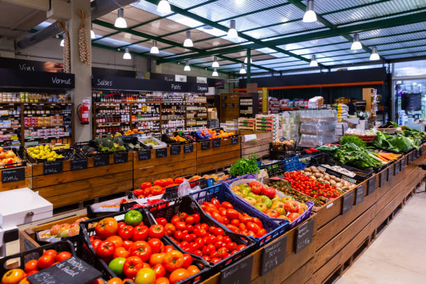 istock Fruits and vegetables in eco products store 1304777508