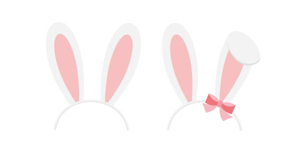 illustrations, cliparts, dessins animés et icônes de icône vectorielle de bandeau de lapin de lapin de pâques réglée d’isolement sur le fond blanc. - oreilles de lapin
