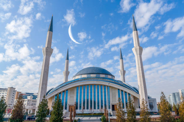istock Ahmet Hamdi Akseki Mosque (Camii, cami) with blue sky background 1304781827