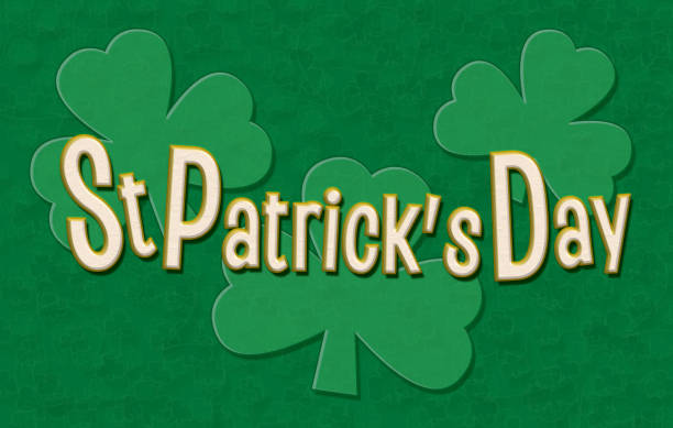 istock 3 clovers text St Patricks day saint holiday background design overlay emerald shamrock green 1304782168