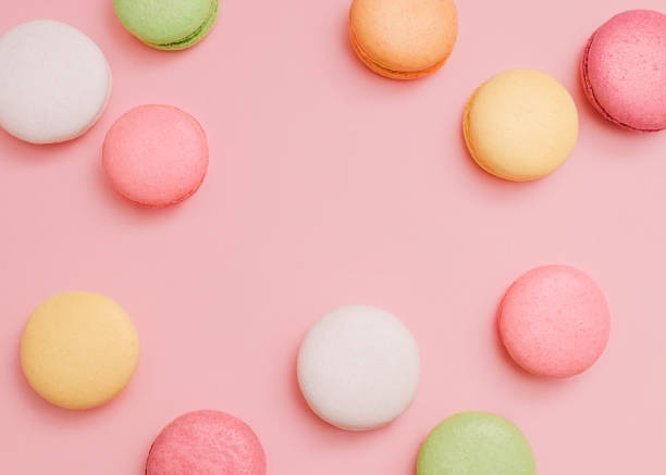 istock Macaroons Cute top view photo with copy space 1304783198